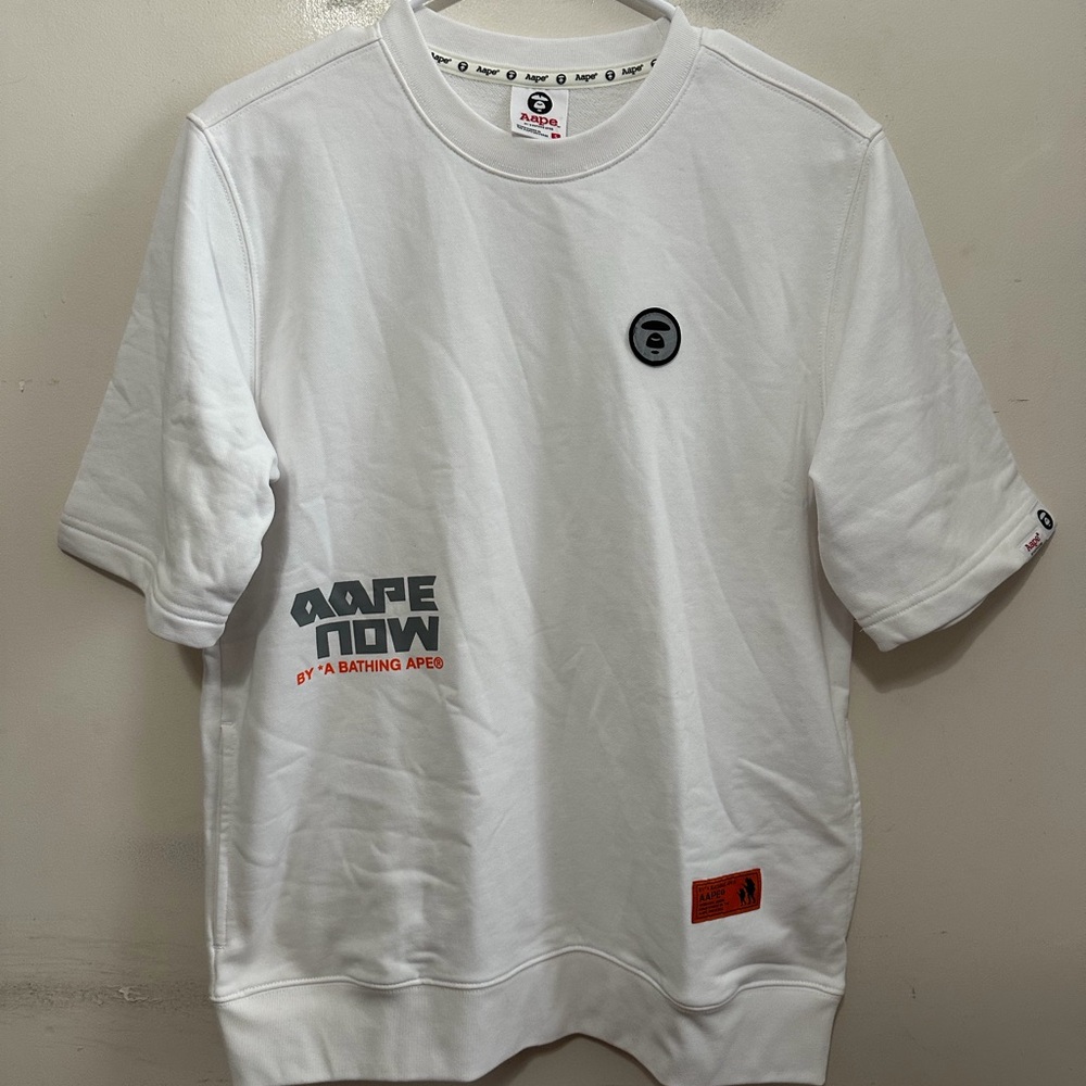 A Bathing Ape Aape Now White Logo Short-Sleeve Universe Tee Men’s Small